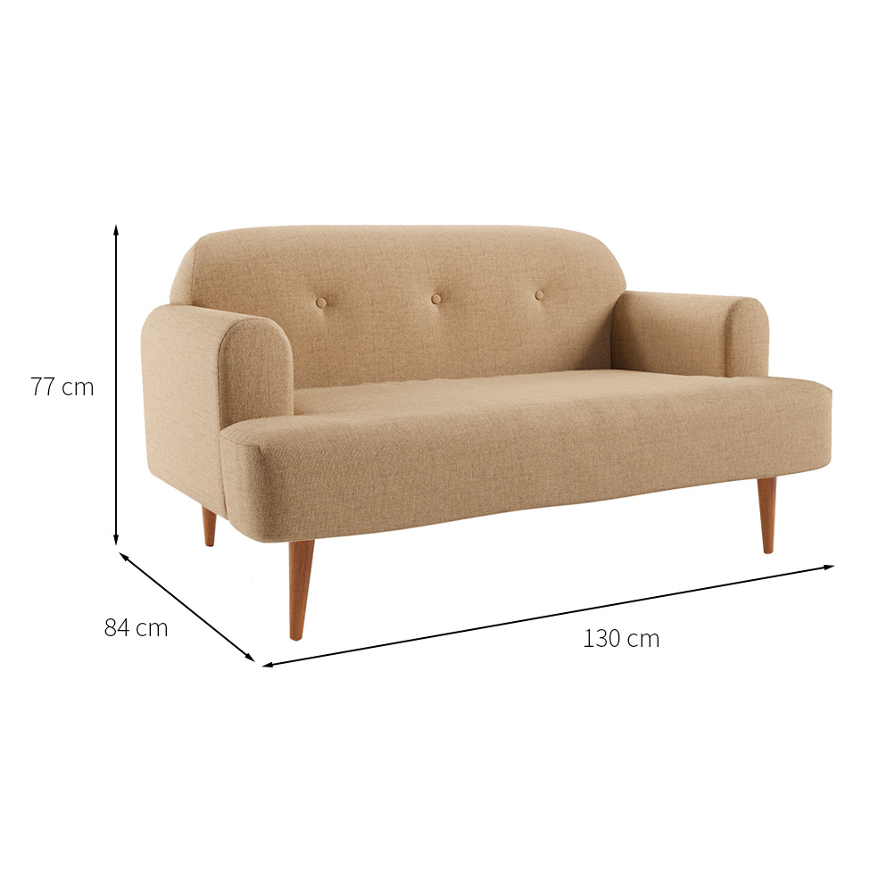 Sofá 2 Lugares Kiev Linho Bege 130 cm