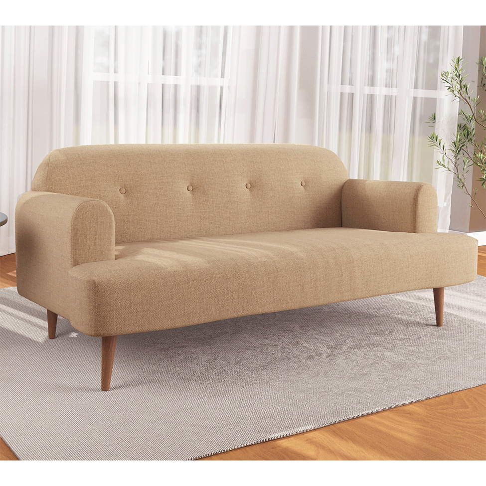 Sofá 2 Lugares Kiev Linho Bege 165 cm