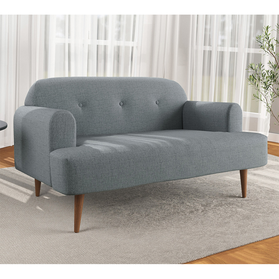 Sofá 2 Lugares Kiev Linho Cinza 130 cm