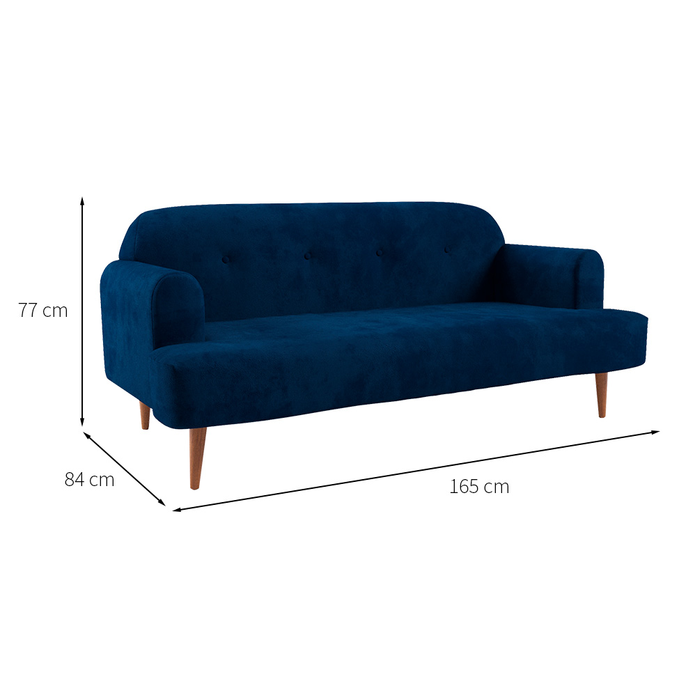 Sofá 2 Lugares Kiev Velosuede Azul Marinho 165 cm