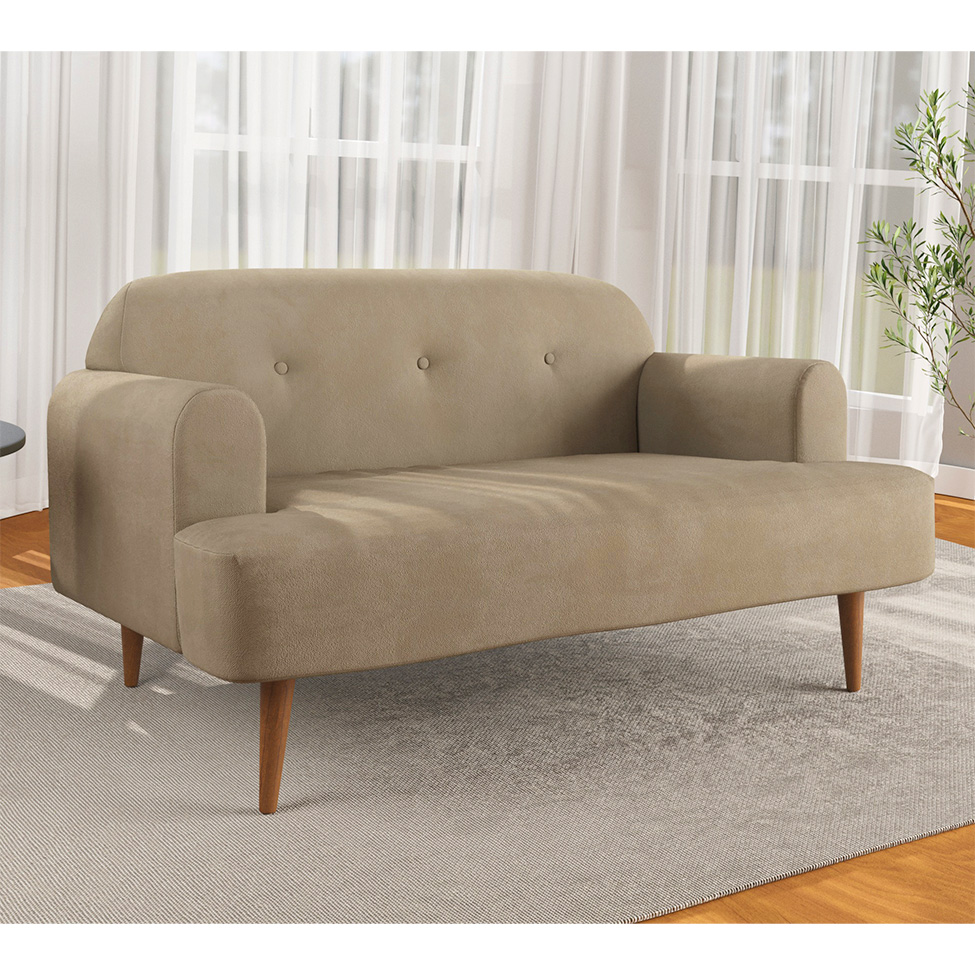 Sofá 2 Lugares Kiev Velosuede Bege 130 cm