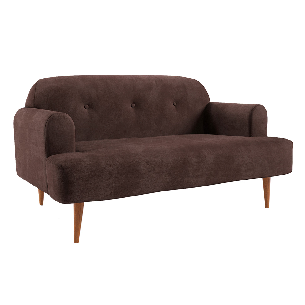 Sofá 2 Lugares Kiev Velosuede Marrom 130 cm