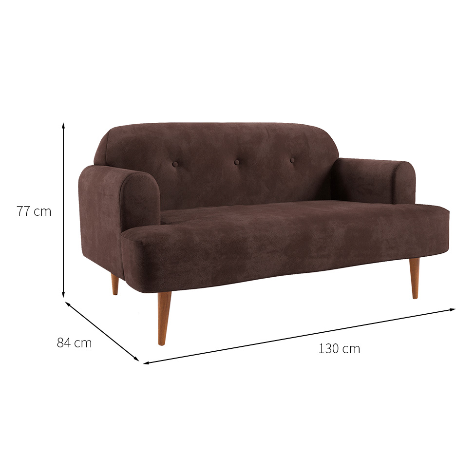 Sofá 2 Lugares Kiev Velosuede Marrom 130 cm