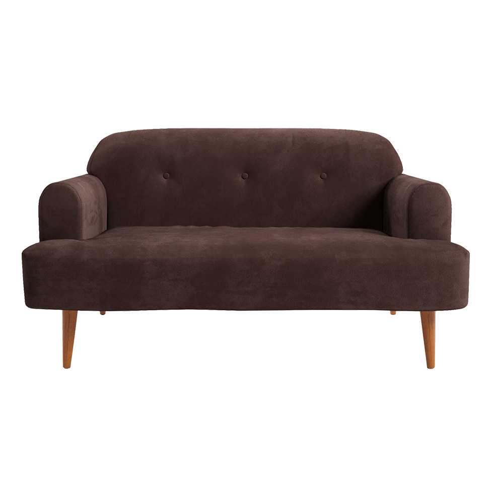 Sofá 2 Lugares Kiev Velosuede Marrom 130 cm