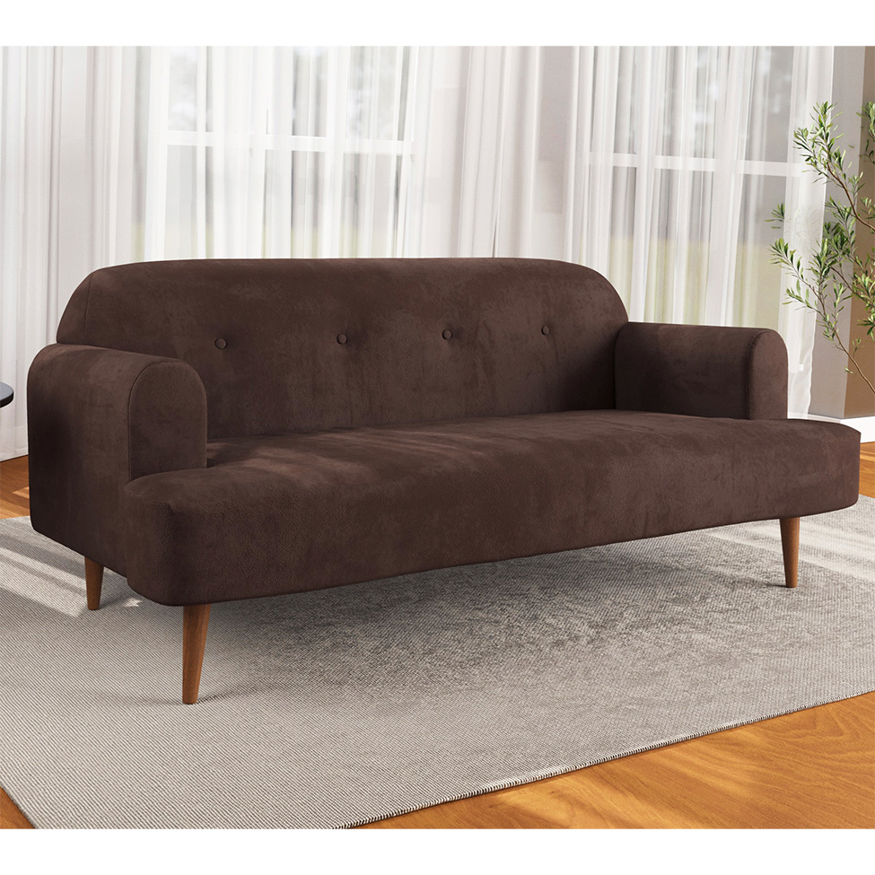Sofá 2 Lugares Kiev Velosuede Marrom 165 cm