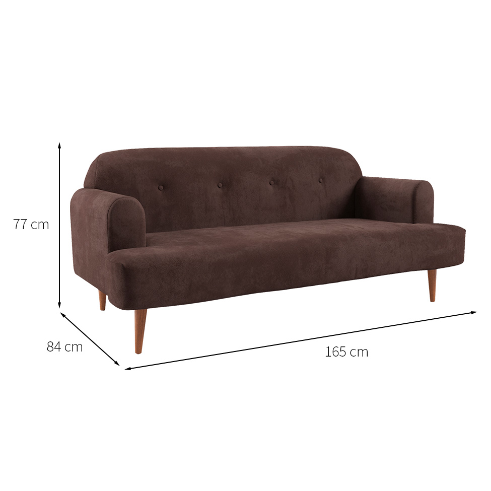 Sofá 2 Lugares Kiev Velosuede Marrom 165 cm