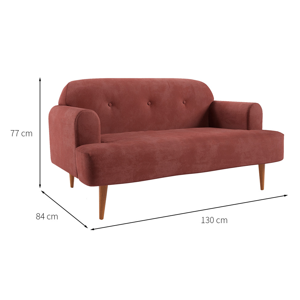 Sofá 2 Lugares Kiev Velosuede Telha 130 cm