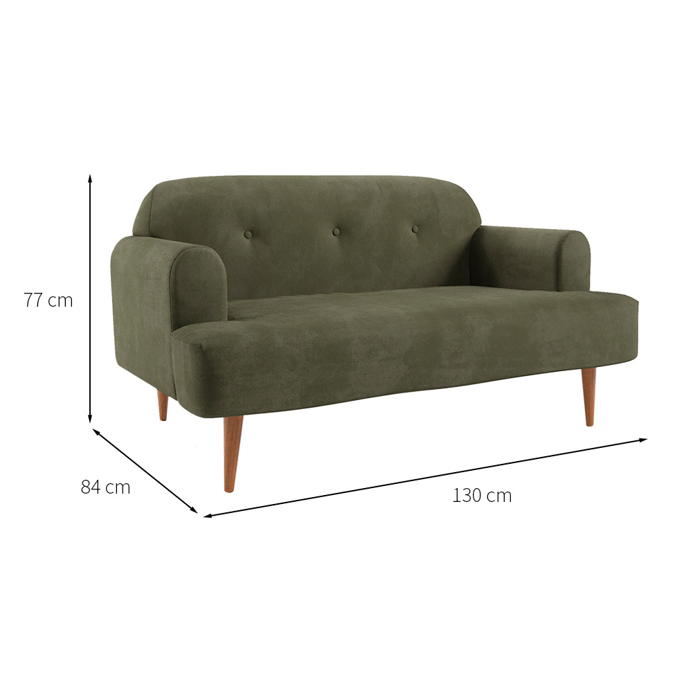 Sofá 2 Lugares Kiev Velosuede Verde 130 cm
