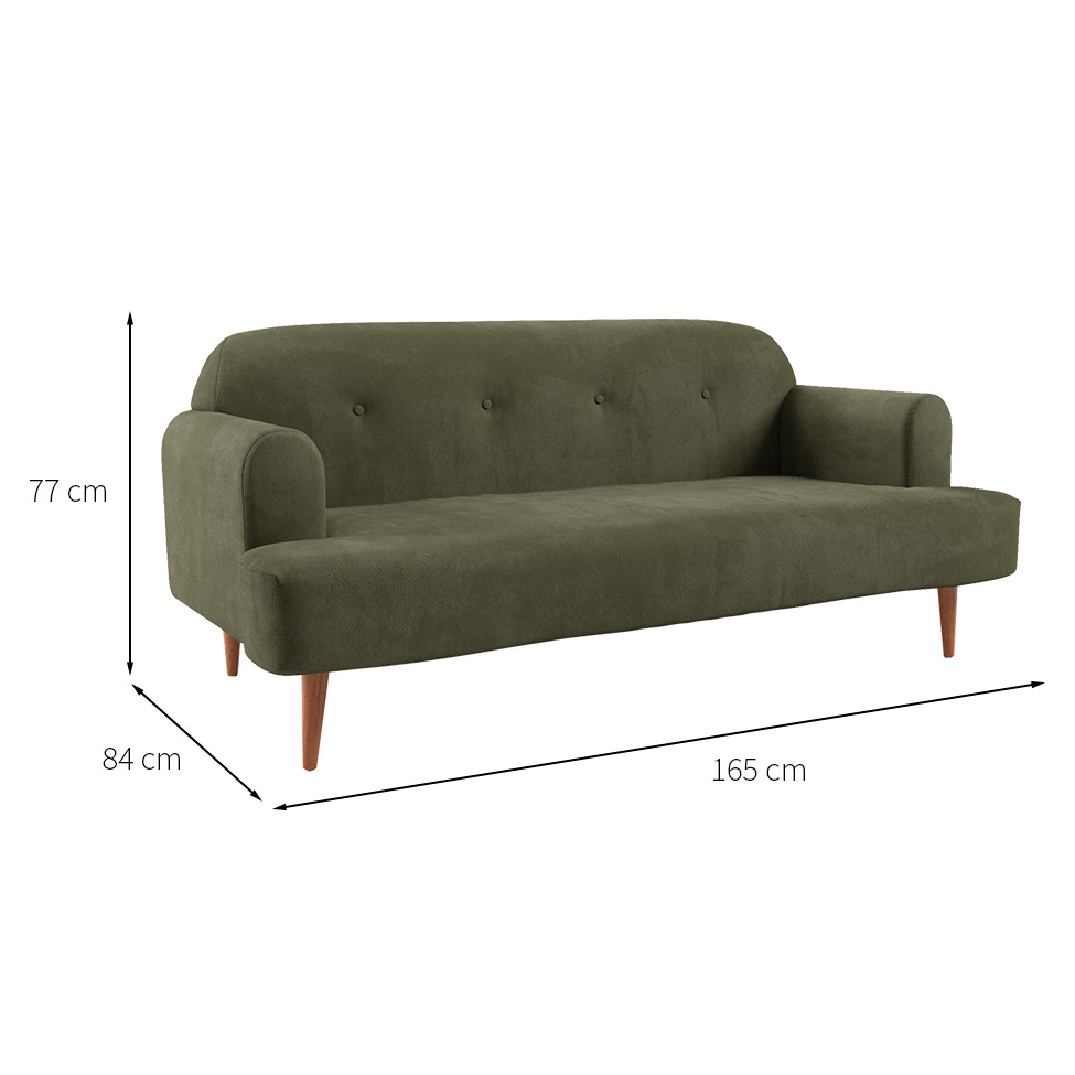 Sofá 2 Lugares Kiev Velosuede Verde 165 cm