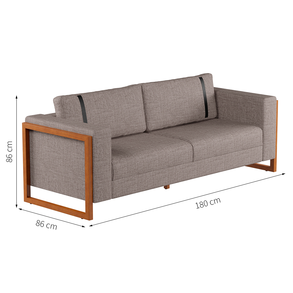 Sofá 2 Lugares Lin Linho Cinza e Amêndoa 180 cm