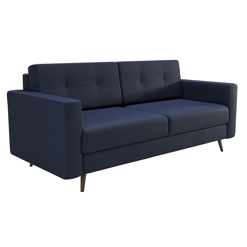 Sofá 2 Lugares Living Pé Palito Linho Cotton Azul Marinho