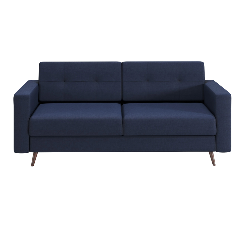 Sofá 2 Lugares Living Pé Palito Linho Cotton Azul Marinho
