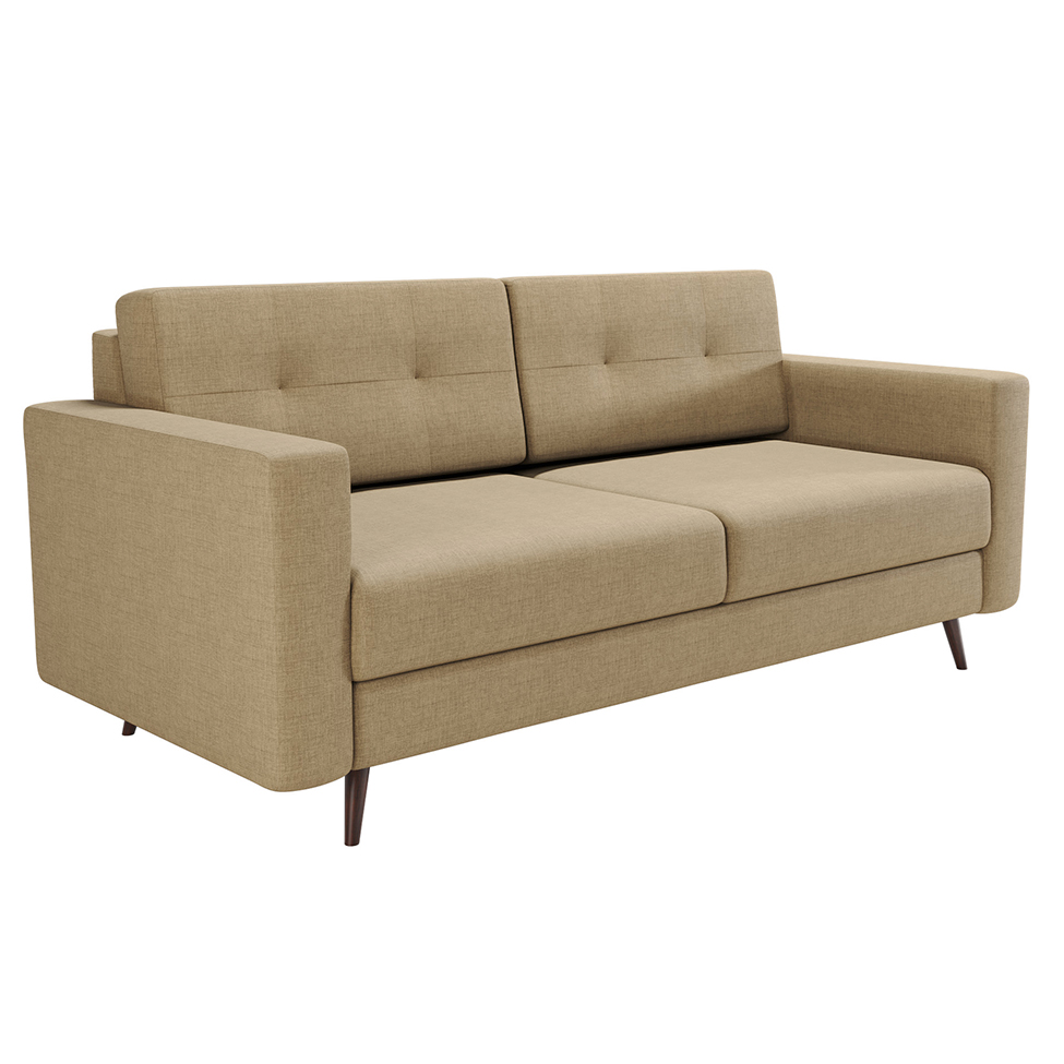Sofá 2 Lugares Living Pé Palito Linho Cotton Bege