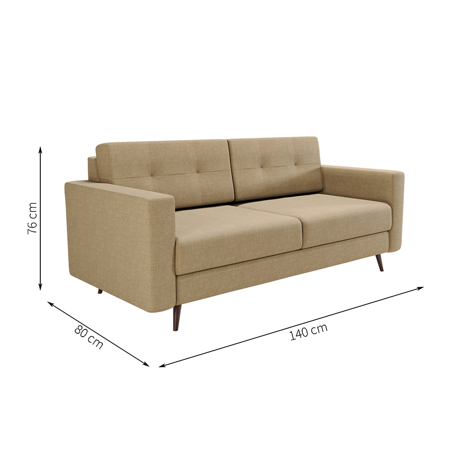 Sofá 2 Lugares Living Pé Palito Linho Cotton Bege