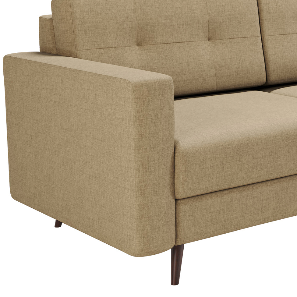 Sofá 2 Lugares Living Pé Palito Linho Cotton Bege
