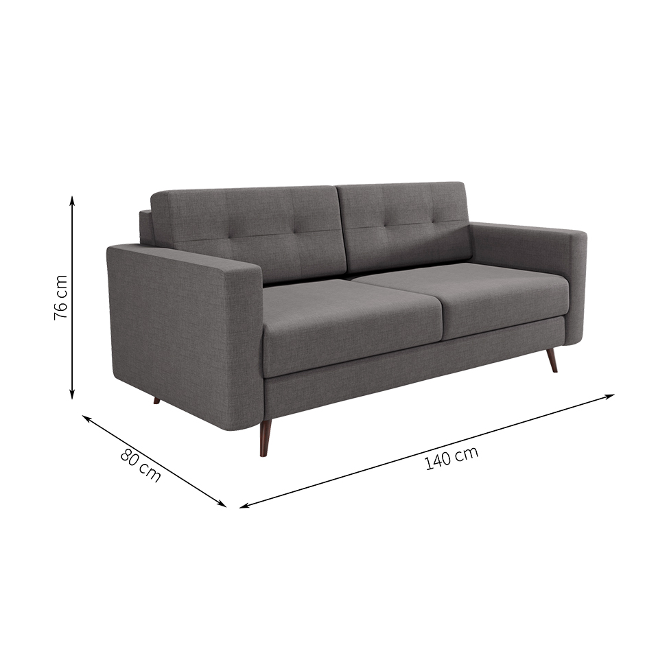 Sofá 2 Lugares Living Pé Palito Linho Cotton Cinza