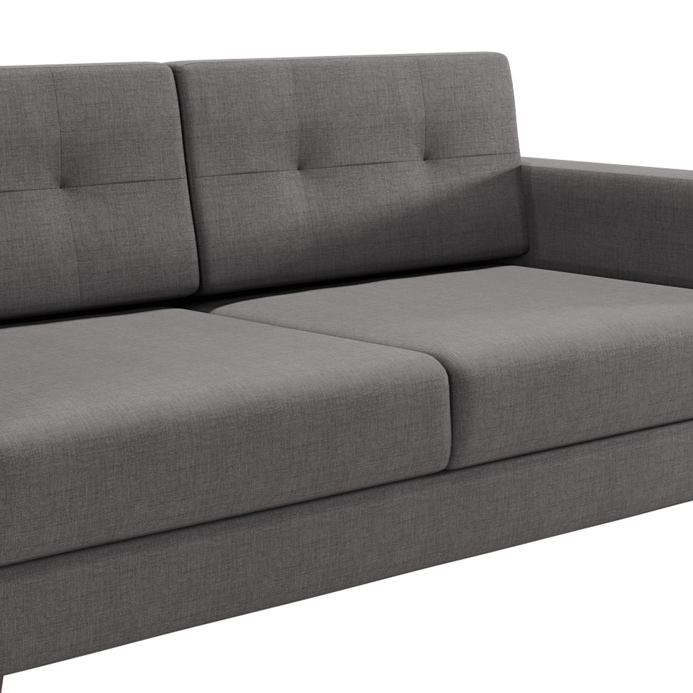 Sofá 2 Lugares Living Pé Palito Linho Cotton Cinza