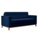 Sofá 2 Lugares Living Pés e Base em Madeira Linho Cotton Azul Marinho