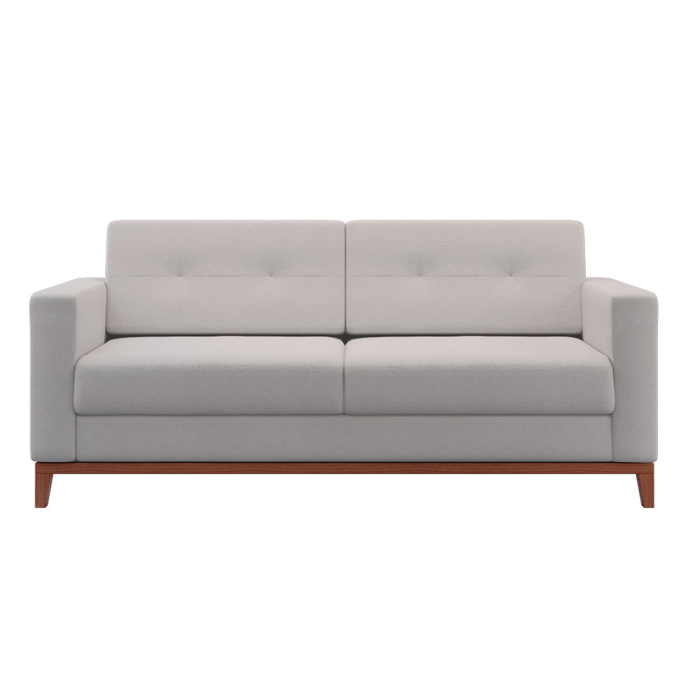 Sofá 2 Lugares Living Pés e Base em Madeira Linho Cotton Cru