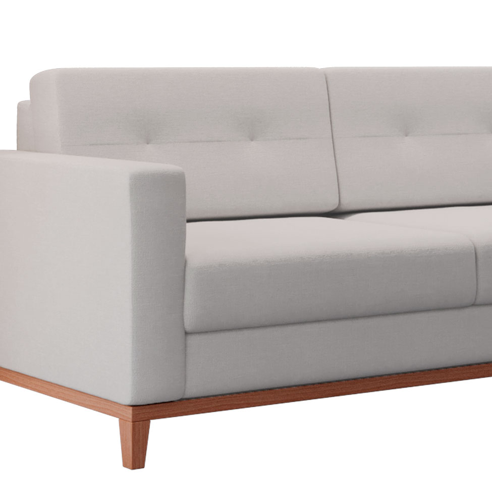 Sofá 2 Lugares Living Pés e Base em Madeira Linho Cotton Cru
