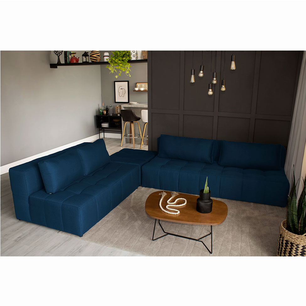 Sofá 2 Lugares Modular Soho Linho Azul Marinho