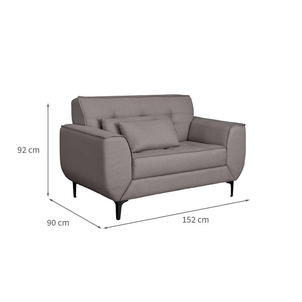 Sofá 2 Lugares Piacenza Linho Cinza 152 cm