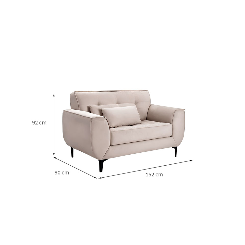 Sofá 2 Lugares Piacenza Suede Bege 152 cm