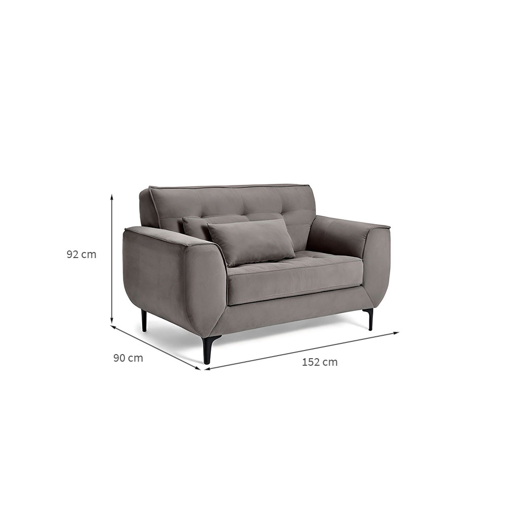 Sofá 2 Lugares Piacenza Suede Cinza 152 cm