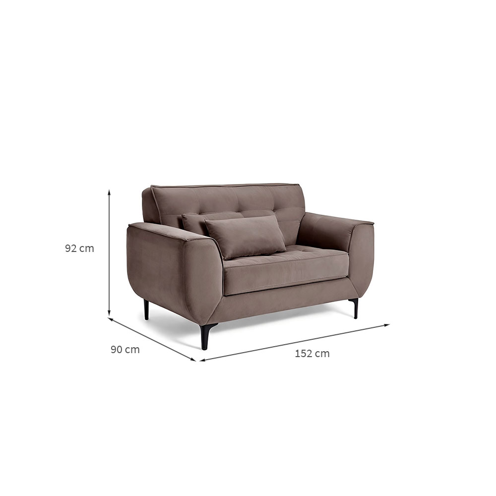 Sofá 2 Lugares Piacenza Suede Marrom 152 cm