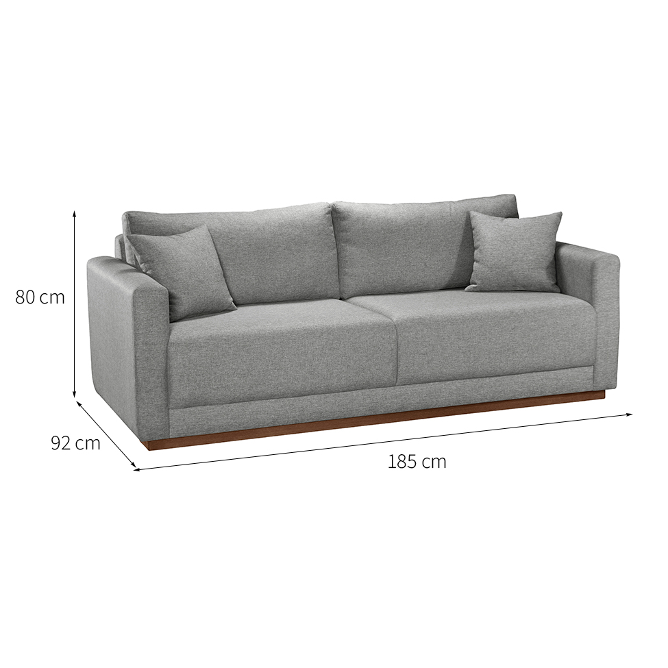 Sofá 2 Lugares Portinari Poliéster Cinza 185 cm