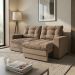 Sofá 2 Lugares Retrátil Lubeck Plush Suede Bege 140 cm