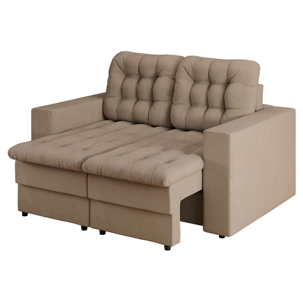 Sofá 2 Lugares Retrátil Lubeck Plush Suede Bege 140 cm