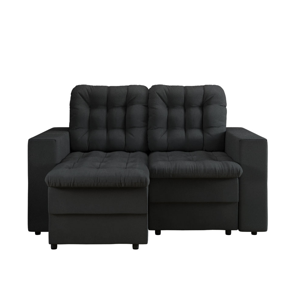 Sofá 2 Lugares Retrátil Lubeck Plush Suede Grafite 140 cm