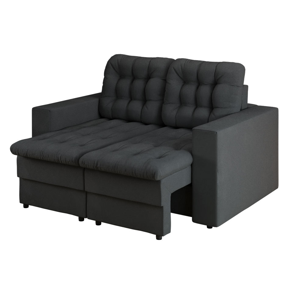 Sofá 2 Lugares Retrátil Lubeck Plush Suede Grafite 140 cm
