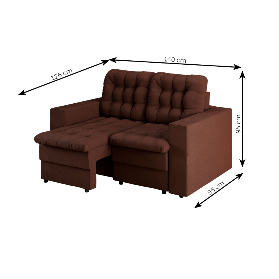 Sofá 2 Lugares Retrátil Lubeck Plush Suede Marrom 140 cm