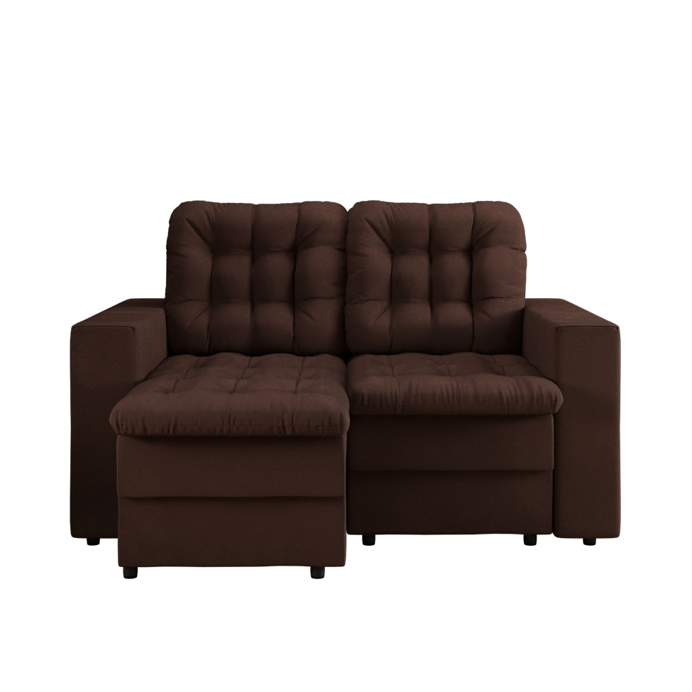 Sofá 2 Lugares Retrátil Lubeck Plush Suede Marrom 140 cm