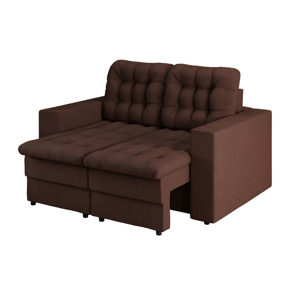Sofá 2 Lugares Retrátil Lubeck Plush Suede Marrom 140 cm