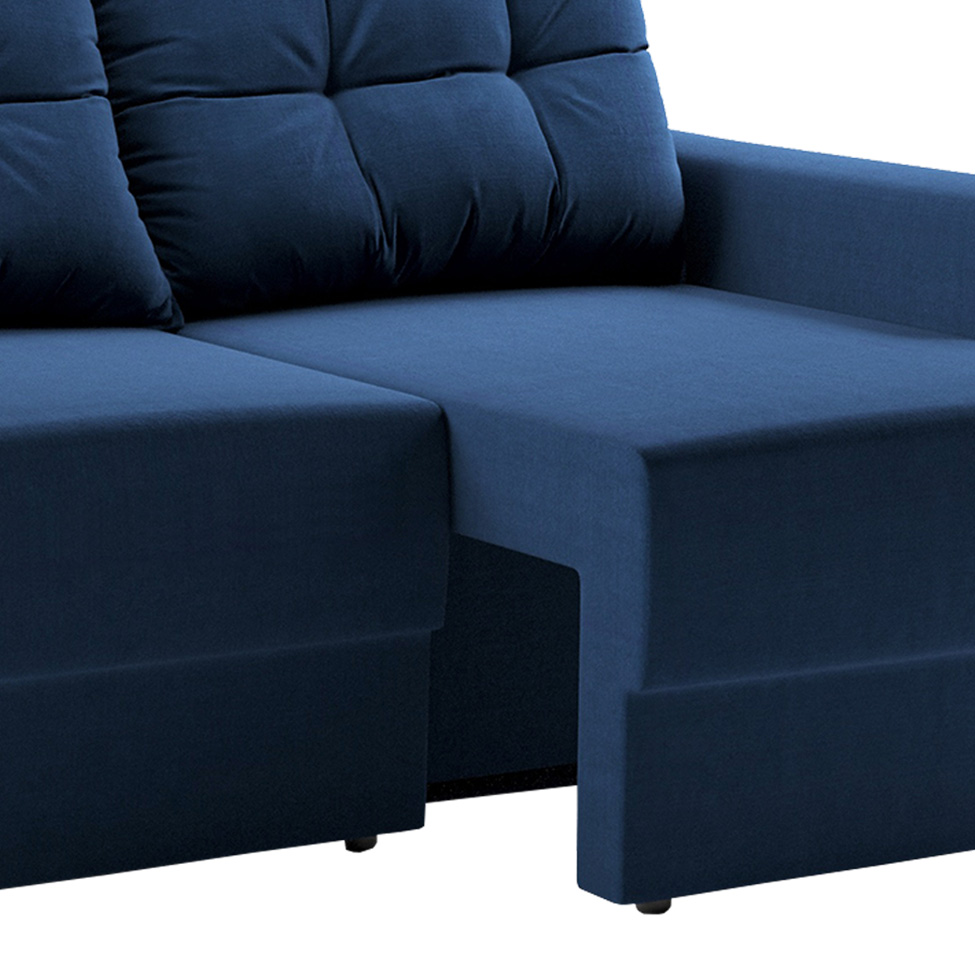 Sofá 2 Lugares Retrátil Lubeck Suede Azul Marinho 140 cm