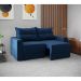 Sofá 2 Lugares Retrátil Lubeck Suede Azul Marinho 140 cm