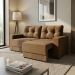 Sofá 2 Lugares Retrátil Lubeck Suede Bege 140 cm