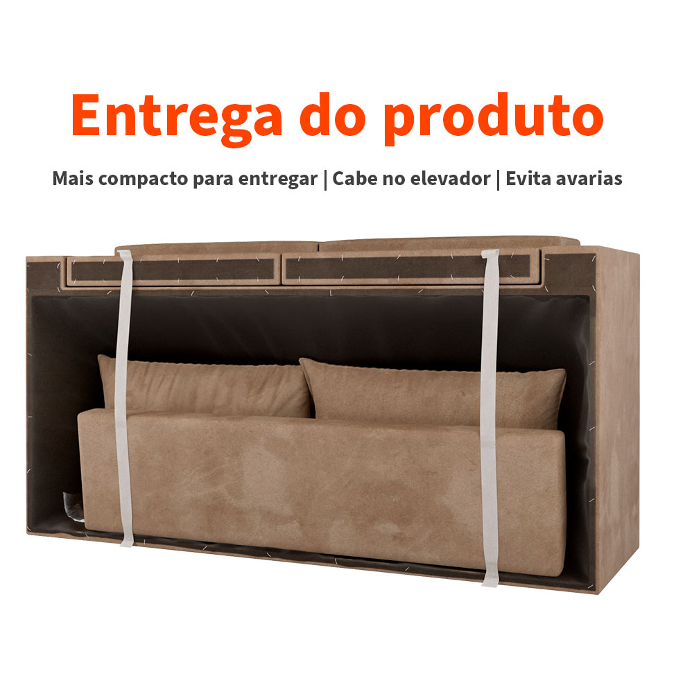 Sofá 2 Lugares Retrátil Lubeck Suede Bege 140 cm