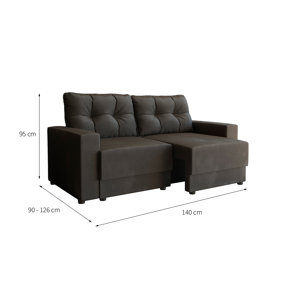 Sofá 2 Lugares Retrátil Lubeck Suede Grafite 140 cm