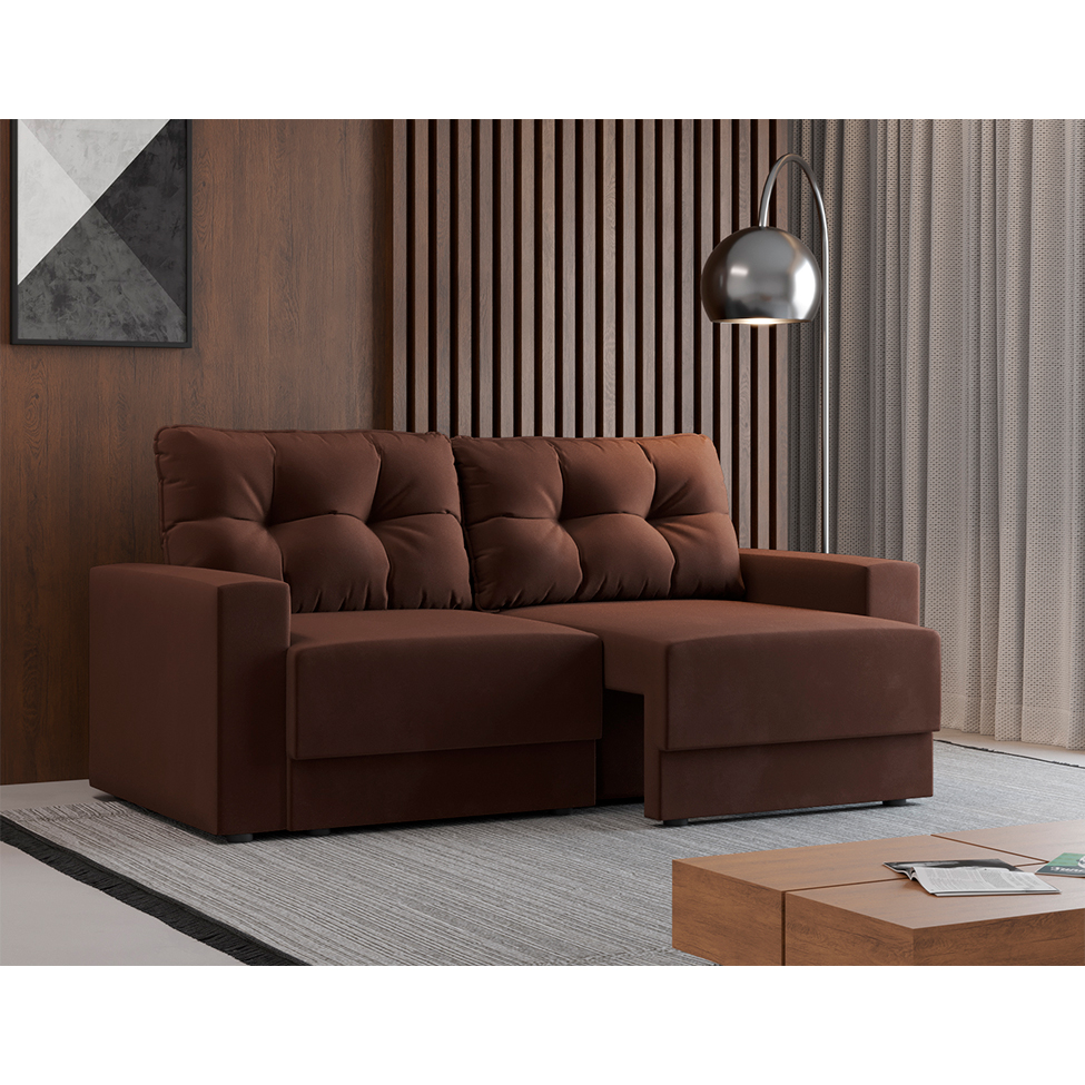 Sofá 2 Lugares Retrátil Lubeck Suede Marrom 140 cm