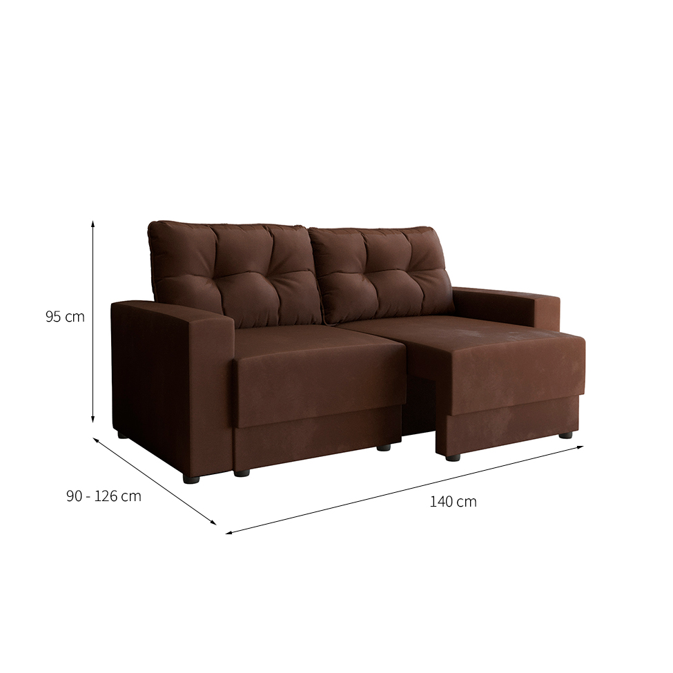 Sofá 2 Lugares Retrátil Lubeck Suede Marrom 140 cm