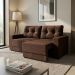 Sofá 2 Lugares Retrátil Lubeck Suede Marrom 140 cm