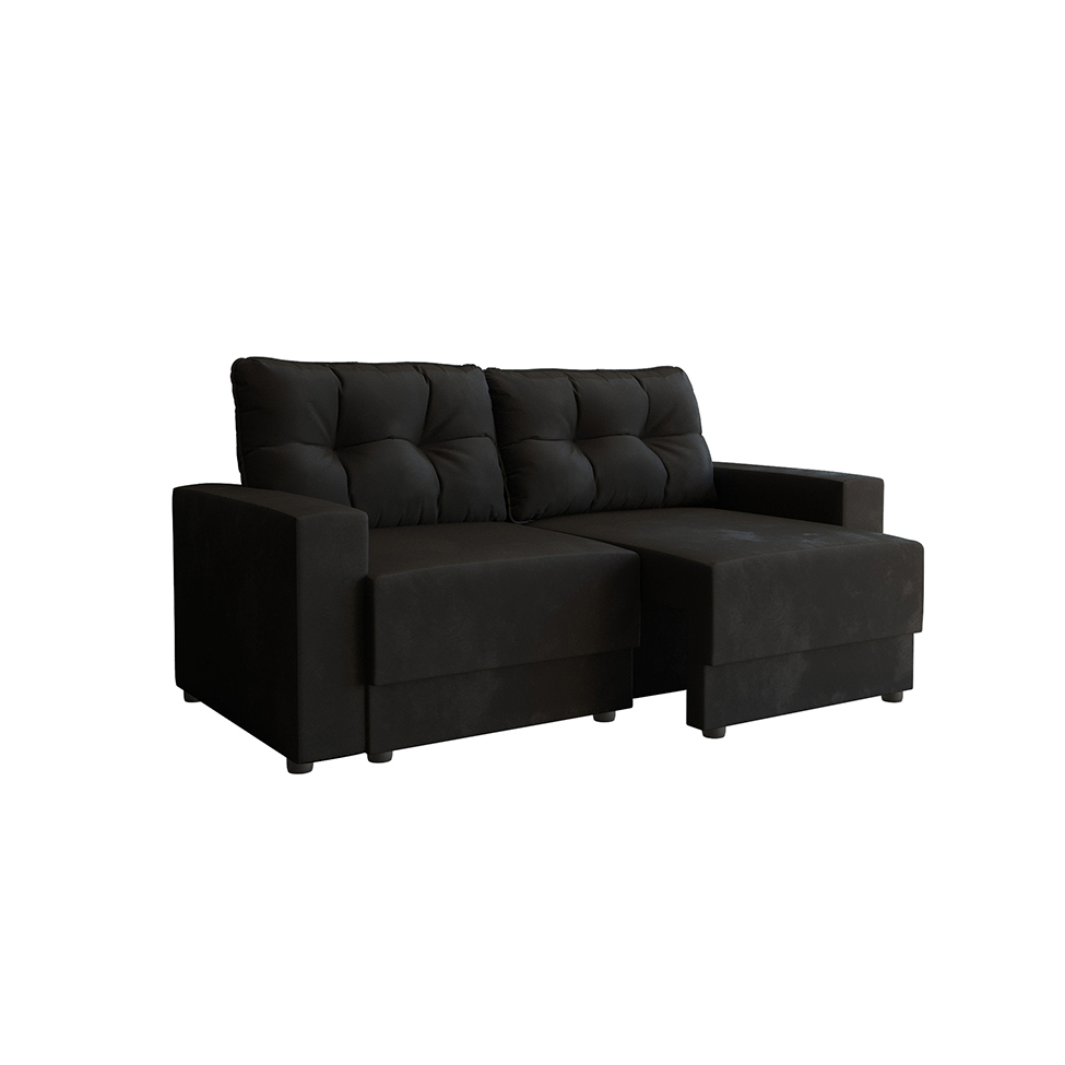 Sofá 2 Lugares Retrátil Lubeck Suede Preto 140 cm