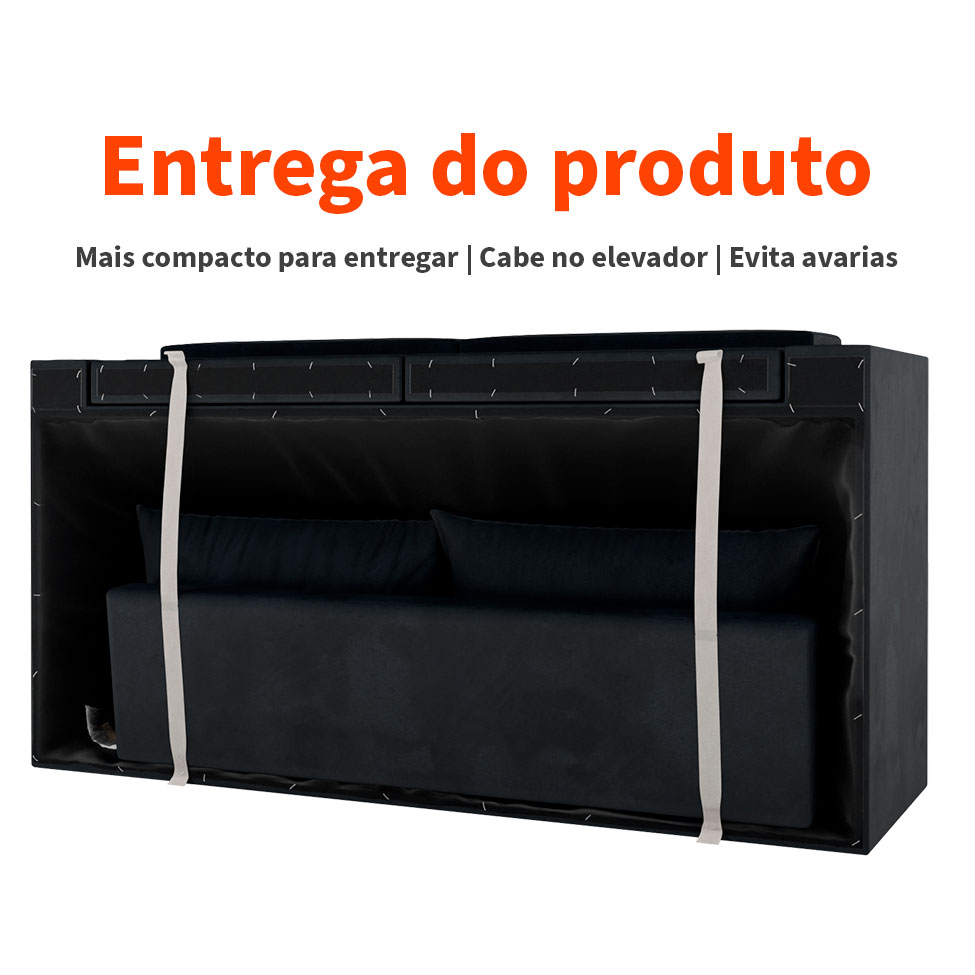 Sofá 2 Lugares Retrátil Lubeck Suede Preto 140 cm