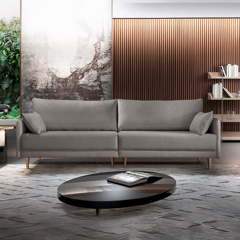 Sofá 2 Lugares Vittro Linho Cinza 170 cm