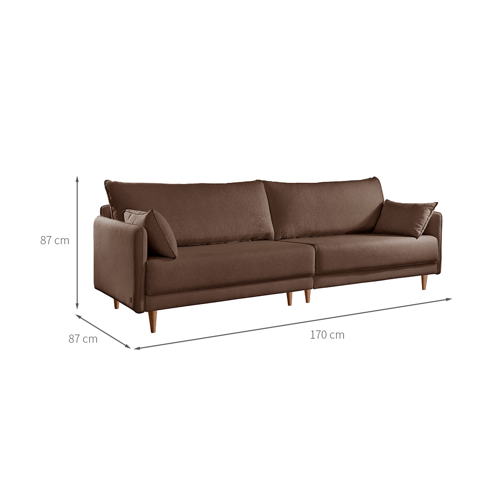 Sofá 2 Lugares Vittro Linho Marrom 170 cm
