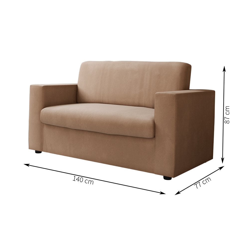 Sofá 2 Lugares Zoy Suede Bege